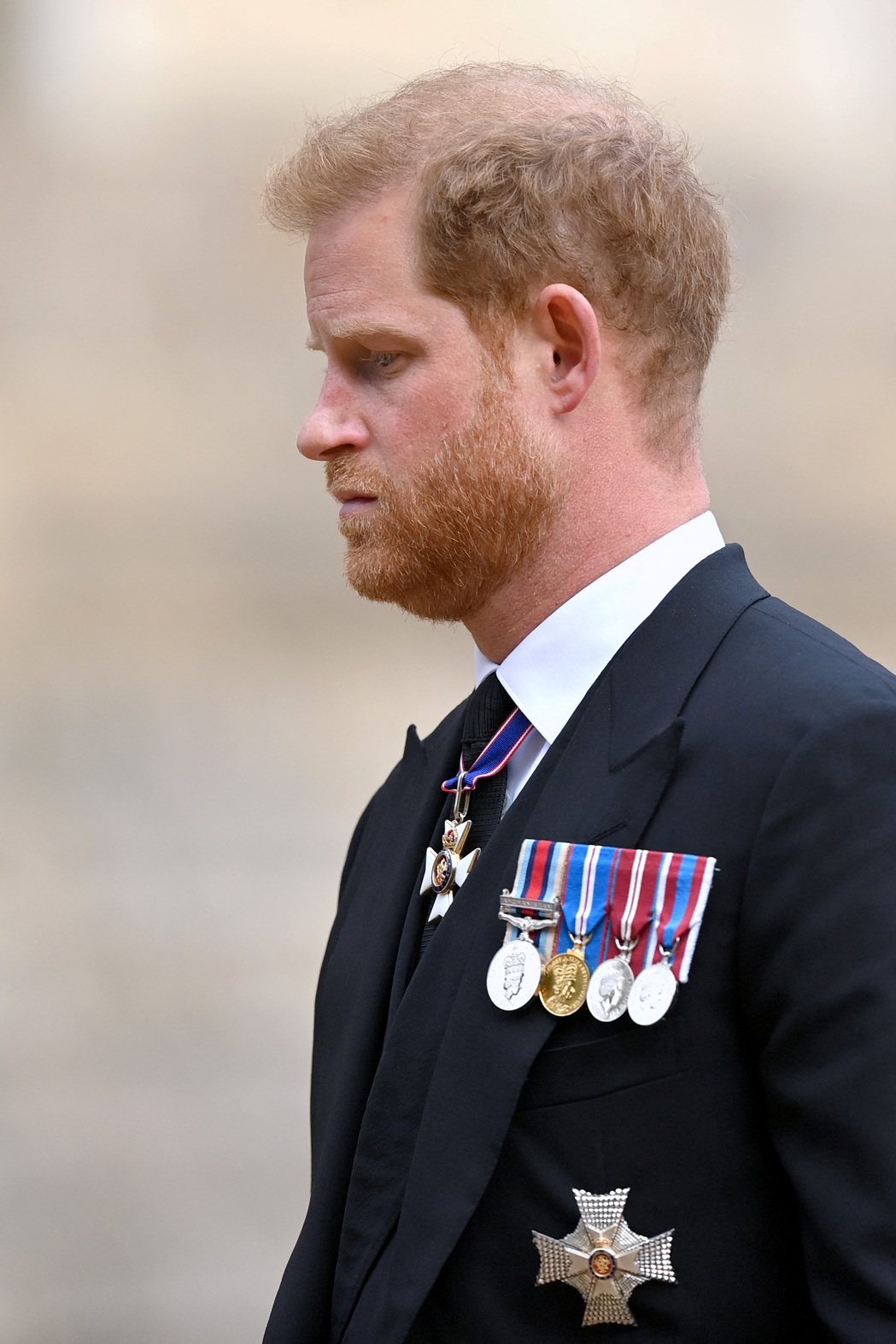 哈利王子19日參加女王國葬。（路透）