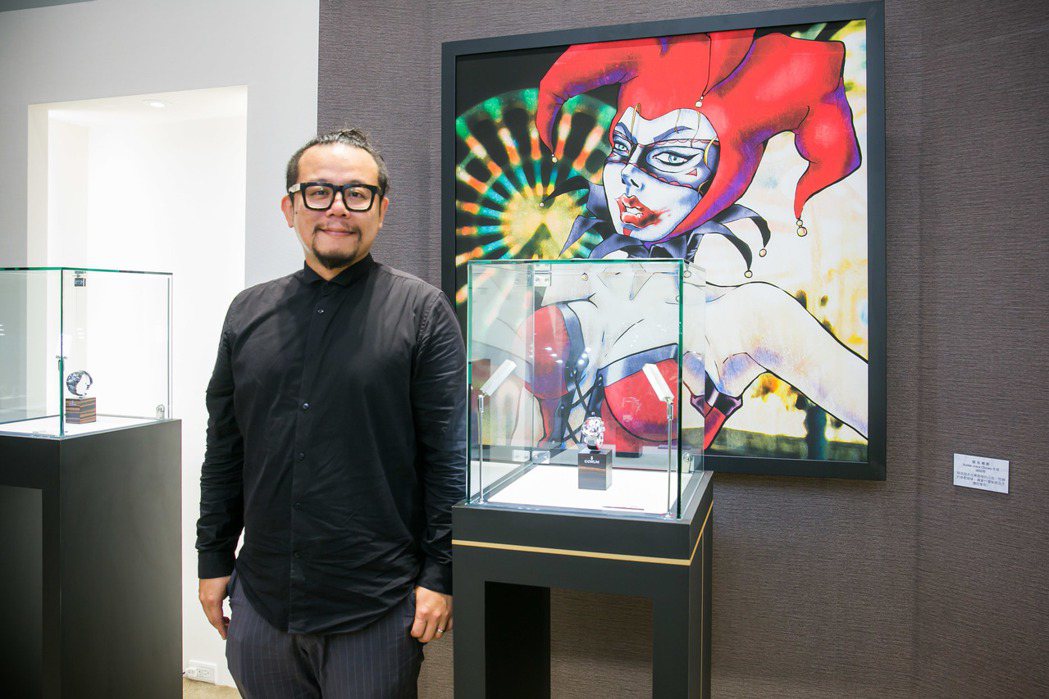 知名藝術家暨策展人蘇仰志出席Bubble系列彩繪藝術展 。圖／「高登鐘錶」提供