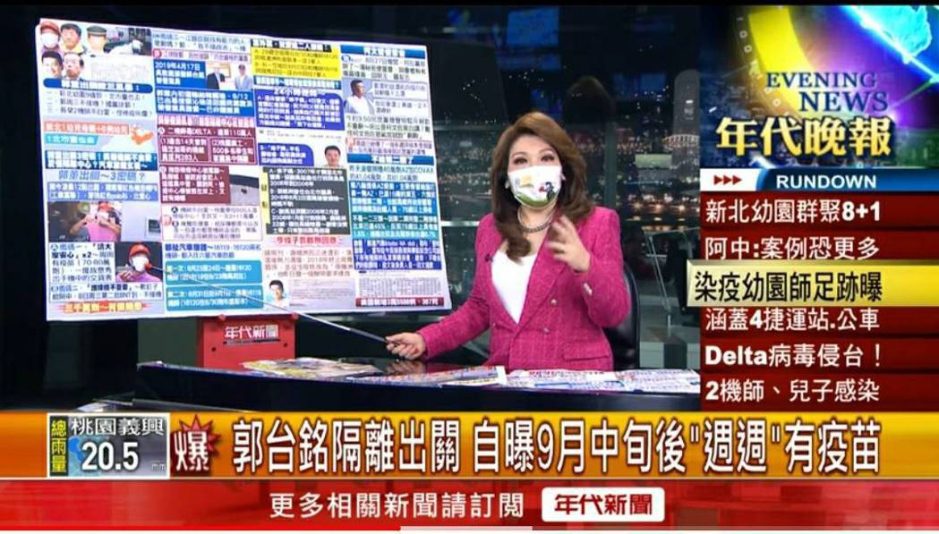 張雅琴在晚間播報新聞時大罵染疫機師趴趴走。圖／翻攝自YouTube