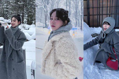 哪來這麼漂亮的天使！KARINA徒手做雪人粉絲急打卡　「3套下雪穿搭」全是格雷系教學範本
