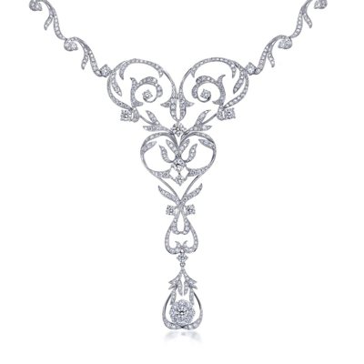 Infini Love Diamond 典雅系列18K白金鑽石頸鍊，建議售價167萬1,400元起。圖／點睛品提供