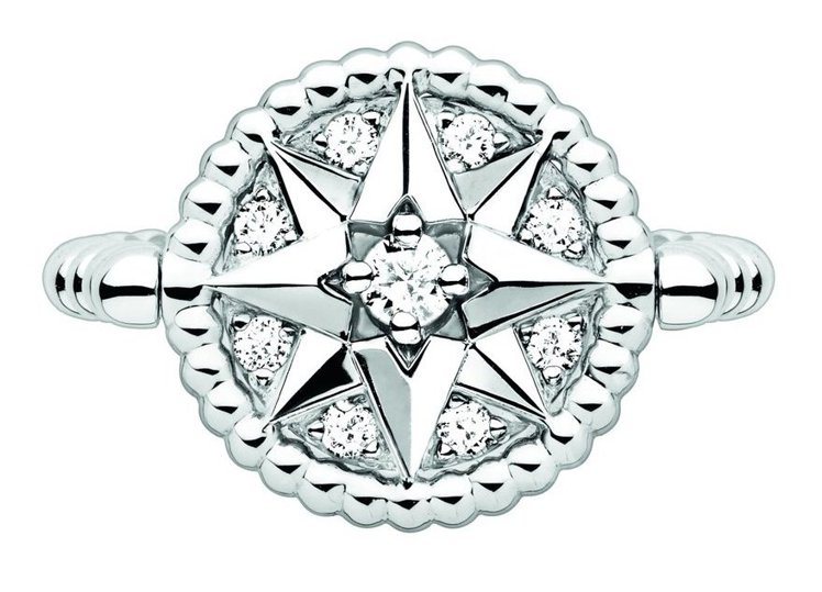 Rose des Vents白金戒指鑽石23萬元。圖╱Dior提供