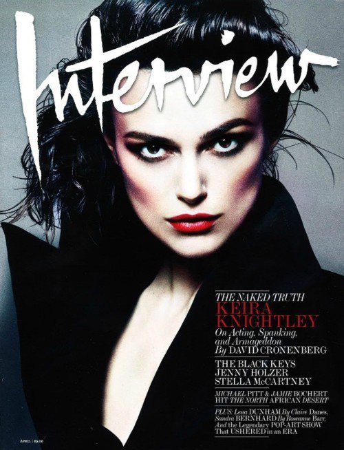 四月份的Interview雜誌封面女郎綺拉奈特莉。圖／擷取自styleite.tumblr.com