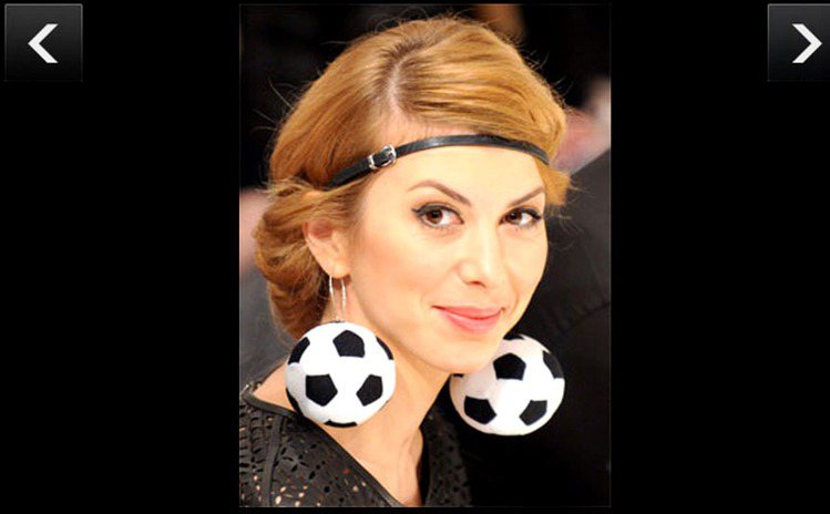 也許是呼應當年的歐洲國家盃足球賽吧，2012在烏克蘭時裝周場邊，有名女觀眾戴著足球造型耳環，瞬間搶走台上模特兒的風采。圖／擷取自hindustantimes.com