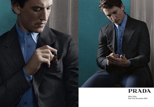 麥爾斯泰勒詮釋Prada 2015春夏廣告。圖／擷自telegraph