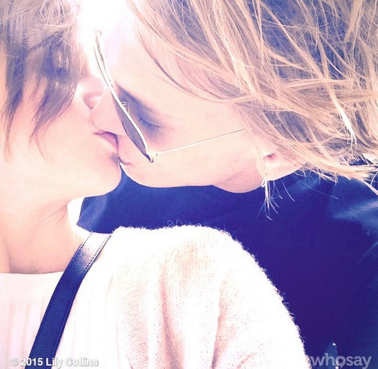 莉莉柯林斯日前上傳與前男友傑米坎貝爾鮑爾（Jamie Campbell Bower）的親臉與接吻照，兩人疑似甜蜜復合。圖／擷自instagram