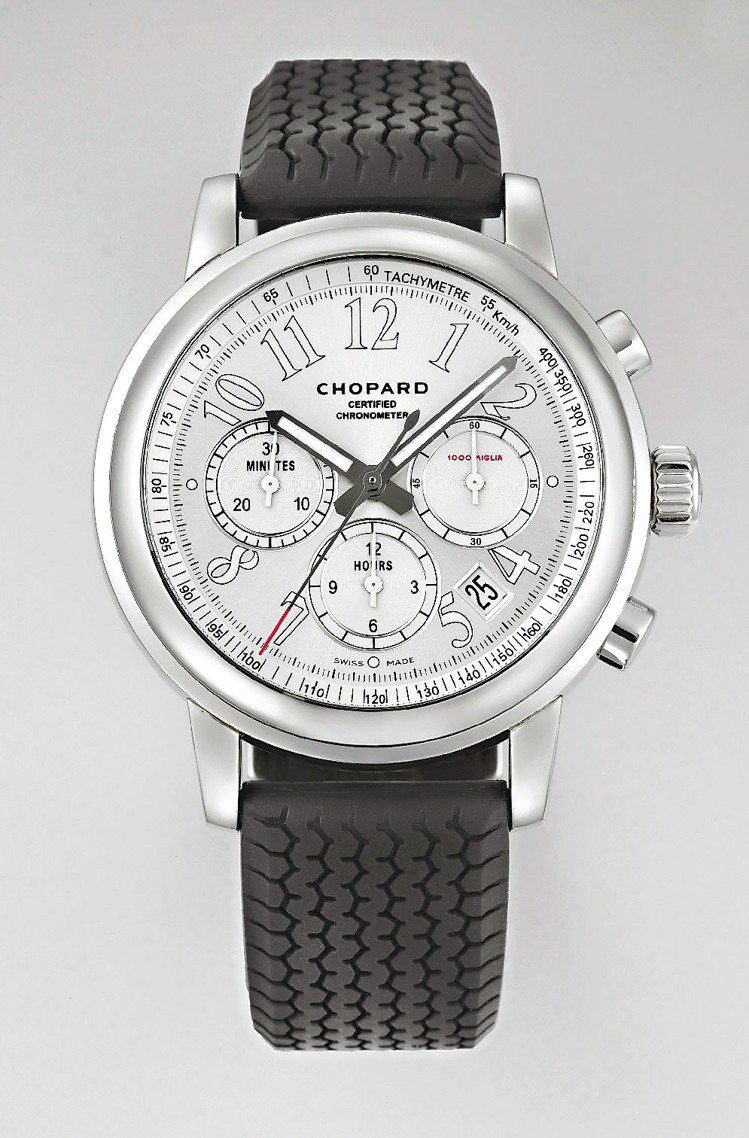 蕭邦Mille Miglia Chronograph計時碼表1988年復刻版，156,000元。圖／蕭邦提供