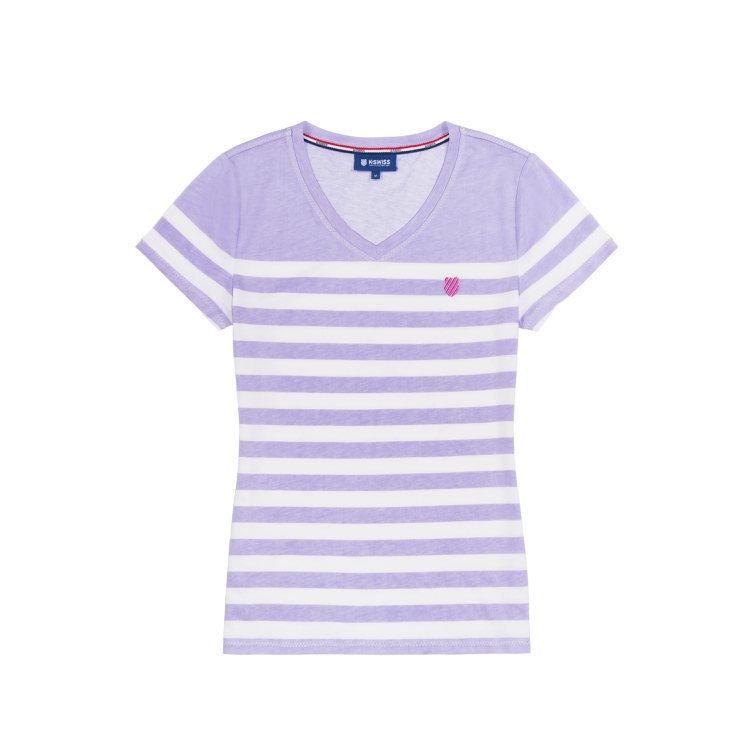 粉紫條紋短袖T-Shirt 售價980元。圖／K-SWISS提供