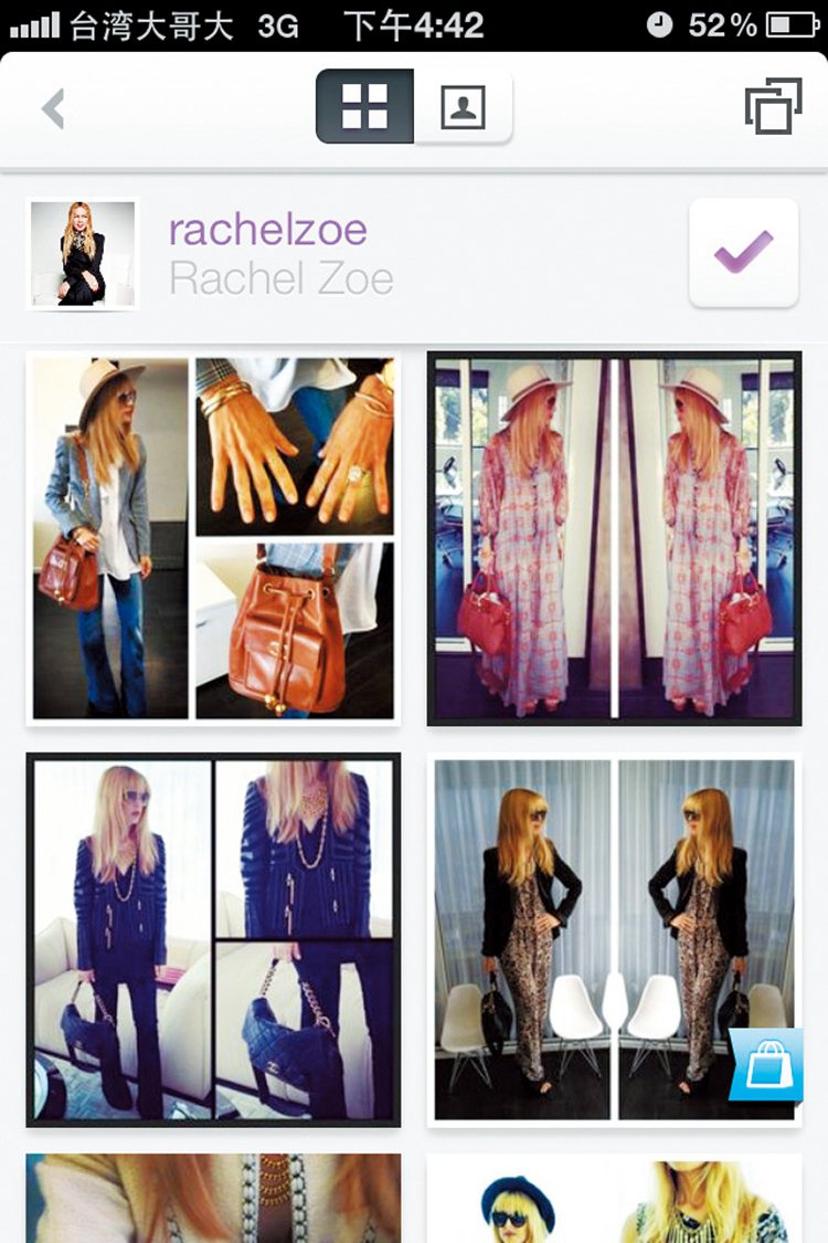 知名造型師Rachel Zoe也有POSE帳號，會不定時分享私服穿搭。圖／大美人