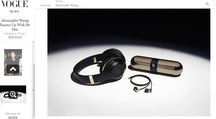 王大仁（Alexander Wang）為品牌 Beats by Dr. Dre 設計一系列限量耳機組。圖／擷取自vogue.co.uk