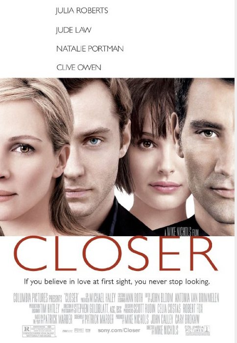 由茱莉亞羅勃茲、裘德洛、娜塔莉波曼及克里夫歐文主演的《偷情》是經典愛情片。圖／擷自imdb.com
