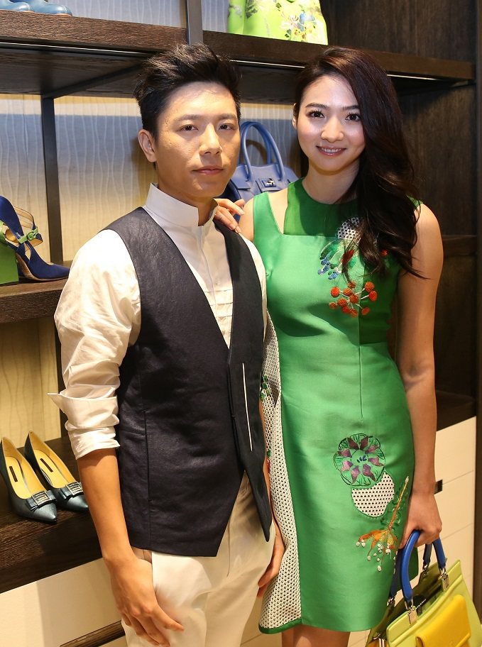 藝人韋禮安（左）與謝沛恩一同出席夏姿台北101店開幕酒會。記者潘俊宏／攝影