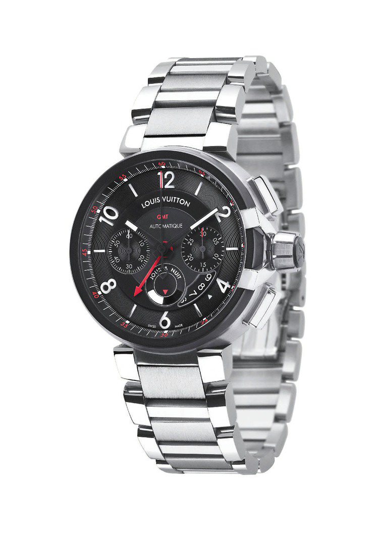 LV最新形象廣告中，大衛鮑伊手戴LV Tambour Evolution Chrono GMT手表、34萬9,000元。圖／LV提供