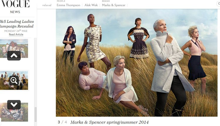 英國瑪莎百貨日前釋出一系列以「Leading Ladies」為主題的宣傳廣告。圖／擷取自vogue.co.uk