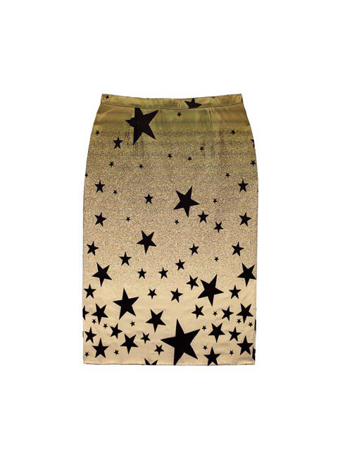 agnes b.星星印花漸層鉛筆裙（1萬6,580元）。圖／TVBS周刊提供