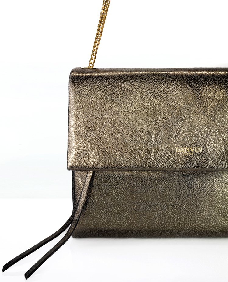LANVIN SUGAR 金棕色金屬光澤小羊皮包，74,000元。圖／LANVIN提供