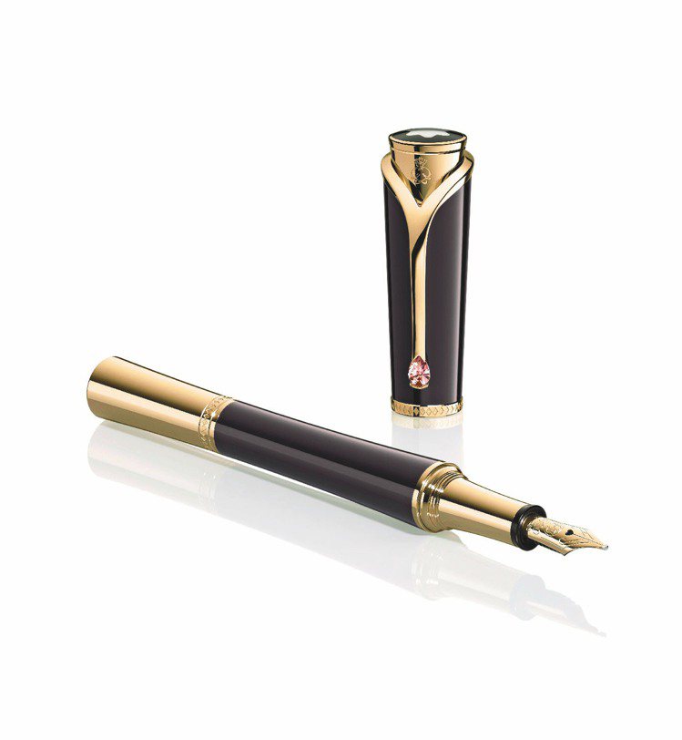 摩納哥葛莉絲王妃系列書寫工具，特殊系列鋼筆28,800元，另有原子筆、鋼珠筆。圖／萬寶龍提供