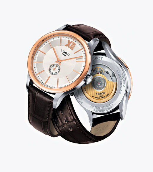 TISSOT Classic 18K玫瑰金男裝自動腕錶。圖／天梭表提供
