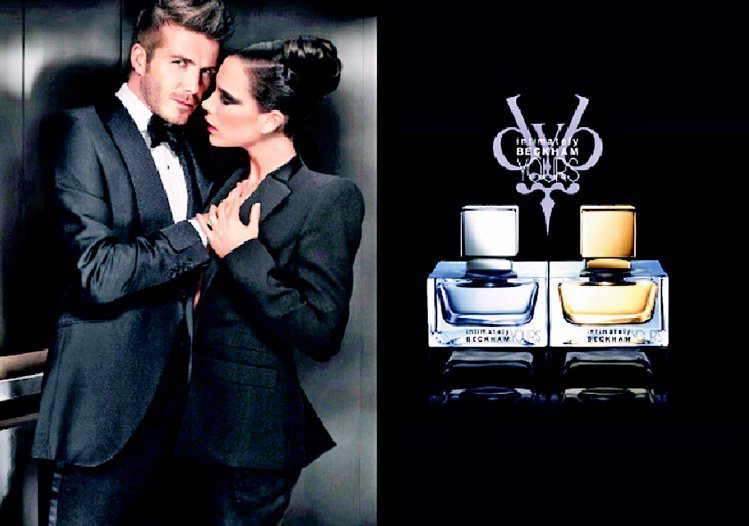 名人香水在台灣依然不斷上市，貝克漢夫妻為YOURS熾烈男女對香拍廣告。圖／YOURS提供