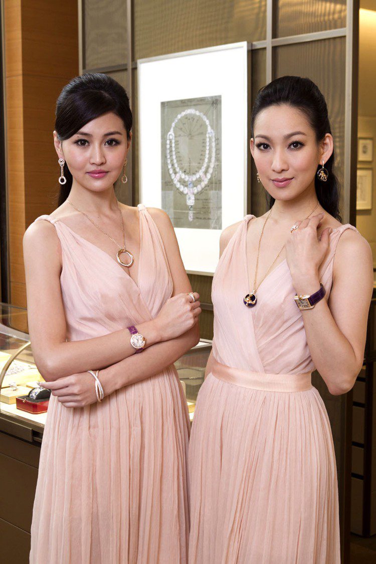 名模李曉涵(右)與林葦茹共同詮釋卡地亞系列珠寶。圖／卡地亞提供
