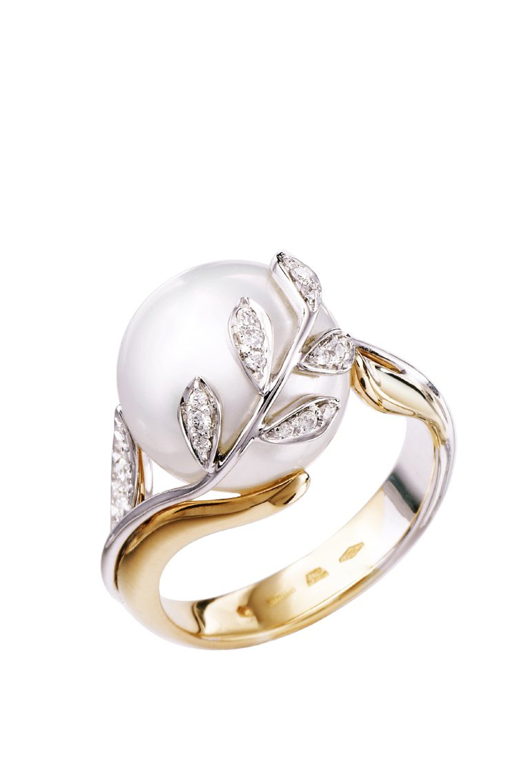 MIKIMOTO南洋珠鑽石戒指，40萬元。圖／MIKIMOTO提供