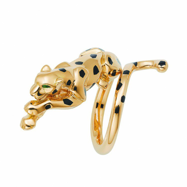Panthere de Cartier美洲豹系列戒指，18K黃金，縞瑪瑙，沙弗萊石，參考價約51萬元。圖／卡地亞提供