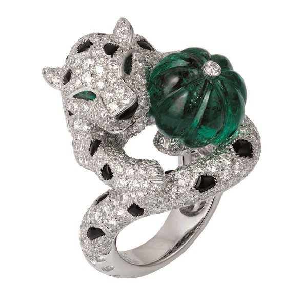 卡地亞美洲豹祖母綠珠寶戒指，1,130萬元。圖／Cartier提供