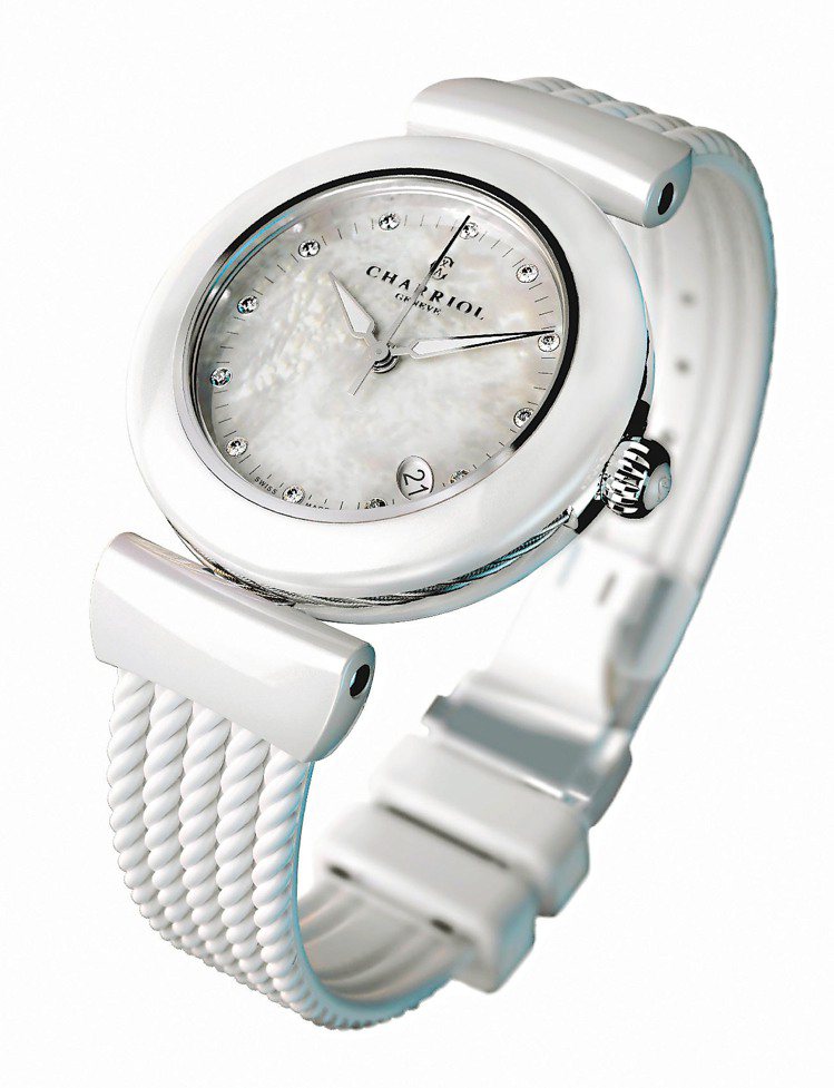 AEL Lady Watch白色款，34mm 316L精鋼表殼、陶瓷上圈，石英機芯，34,600元。圖／夏利豪提供