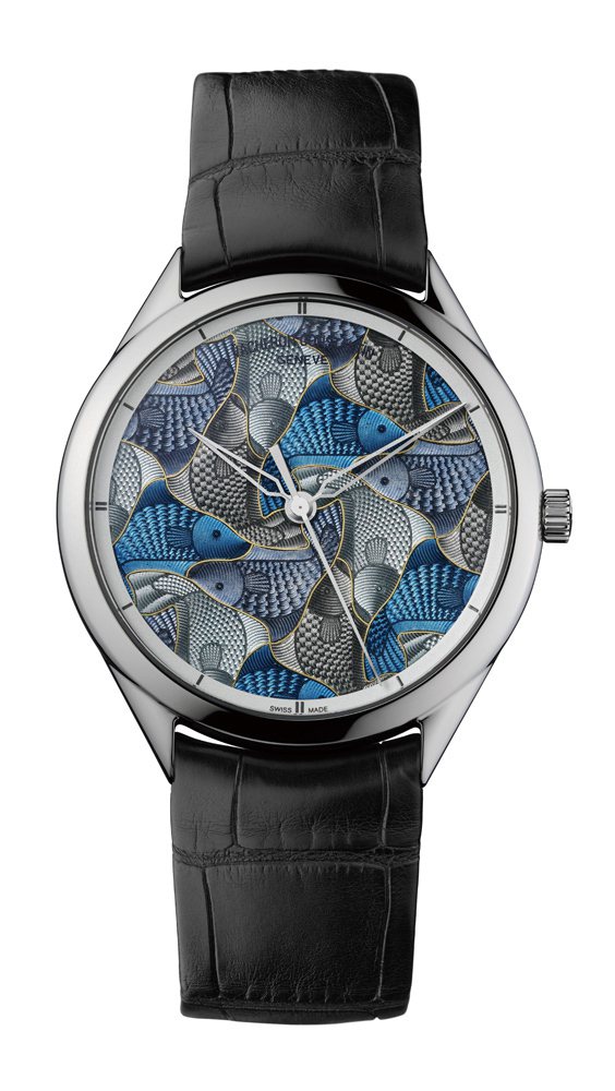 藝術大師宇宙無限系列之「魚」腕錶集結機刻雕花和掐絲琺瑯等工藝。圖／珠寶之星