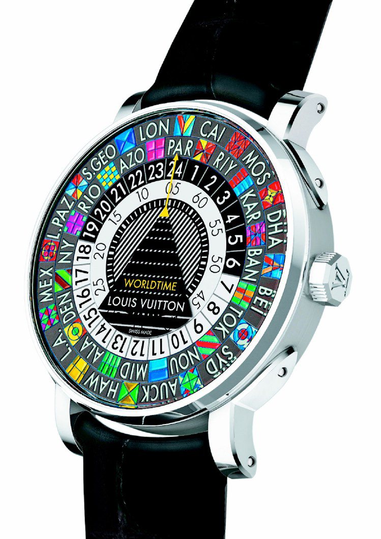 LV發表Escale Worldtime世界時腕表，以24個城市為時區，要價5萬歐元，限量20支，附LV訂製箱。圖／LV提供