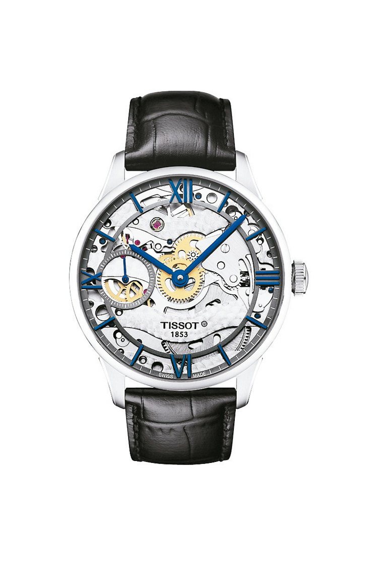 天梭Chemin des Tourelles鏤空小秒針腕表，手上鍊機芯，精鋼表殼，58,000元。圖／天梭提供