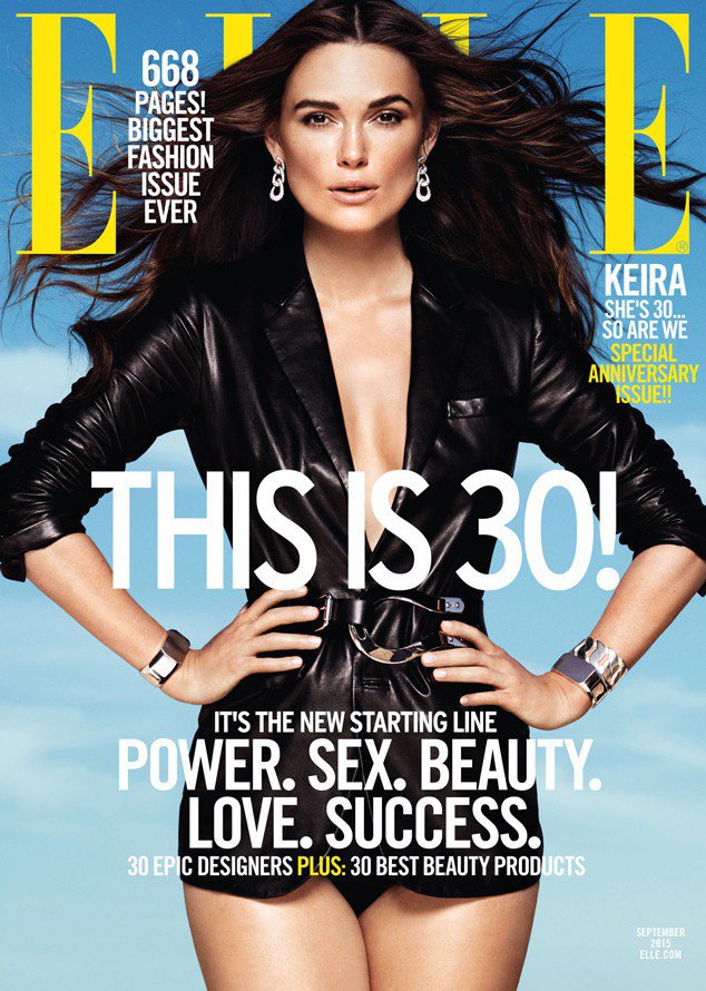 綺拉奈特莉穿Ralph Lauren纖腰皮衣登上ELLE雜誌，展現產後好身材。圖／擷自ELLE雜誌