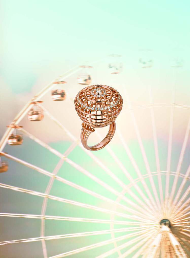 卡地亞Paris Nouvelle Vague系列Strolls戒指，玫瑰K金鑲嵌鑽石。參考價約53萬5,000元。圖／卡地亞提供
