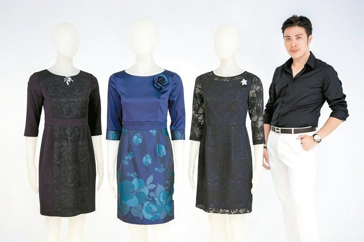 王劭宇為第一夫人周美青設計三套禮服。圖／實踐大學提供