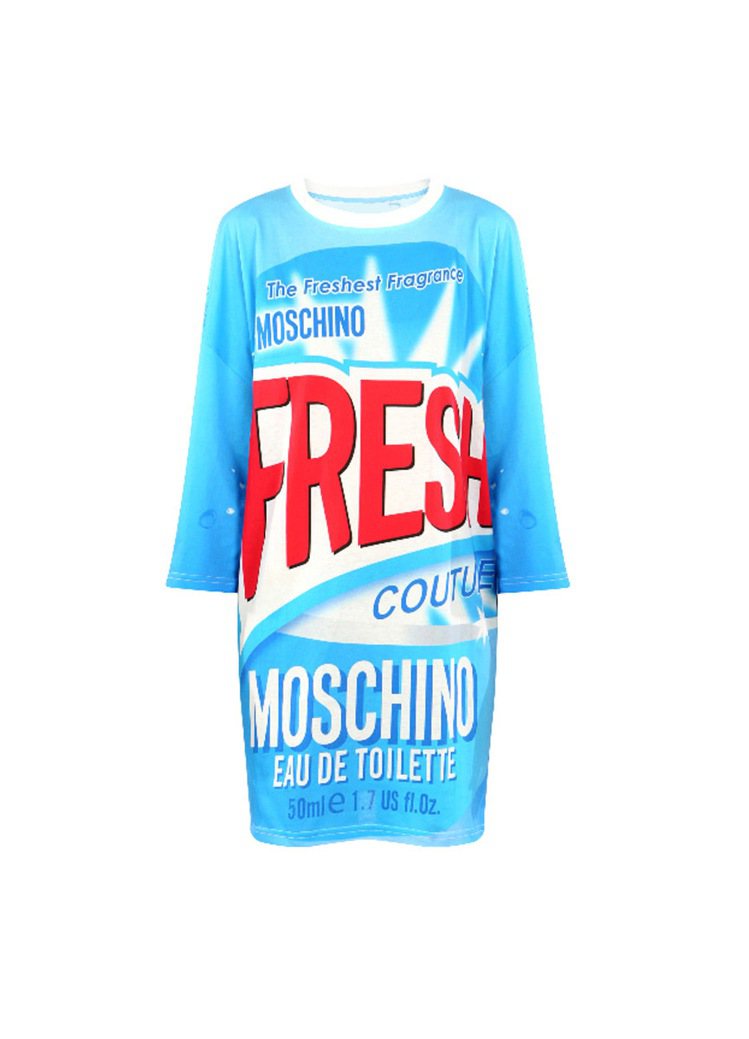 MOSCHINO清潔劑圖騰長版T恤，售價13,800元。圖／MOSCHINO提供