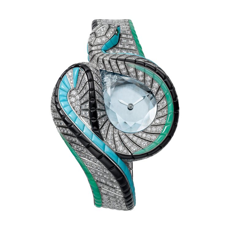 Serpent d'eau Mysterieux 水蛇造型神祕高級珠寶表，手動上鍊機芯，約4,210萬元。圖／卡地亞提供