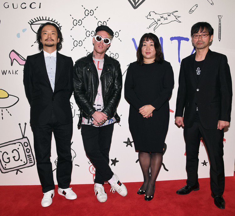 四位藝術家(左起) 真鍋大度、Trouble Andrew、鹽田千春、 Mr.。圖／Gucci提供