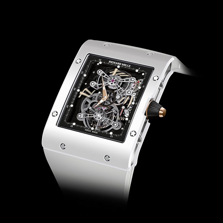 Richard Mille RM 017亞洲版白陶瓷超薄陀飛輪腕表，約1,300萬元。圖／摘自Richard Mille官網