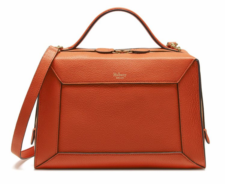 Hopton亮橘色牛皮肩揹手提包，售價51,000元。圖／MULBERRY提供
