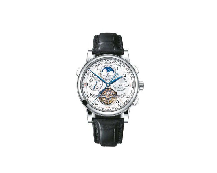 朗格追針計時萬年曆陀飛輪表，約1,610萬元。圖／A. Lange & Söhne提供