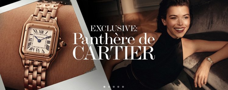 卡地亞近日攜手NET-A-PORTER購物網推出獨家合作系列，重現經典腕表「Panthère de Cartier」，並以限時一個月的快閃模式推出。圖／摘自NET-A-PORTER官網
