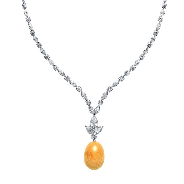 MIKIMOTO Natural Pearl Collection 美樂珍珠頂級珠寶鉑金鑽石項鍊，1,340萬元。圖／MIKIMOTO提供
（必放）