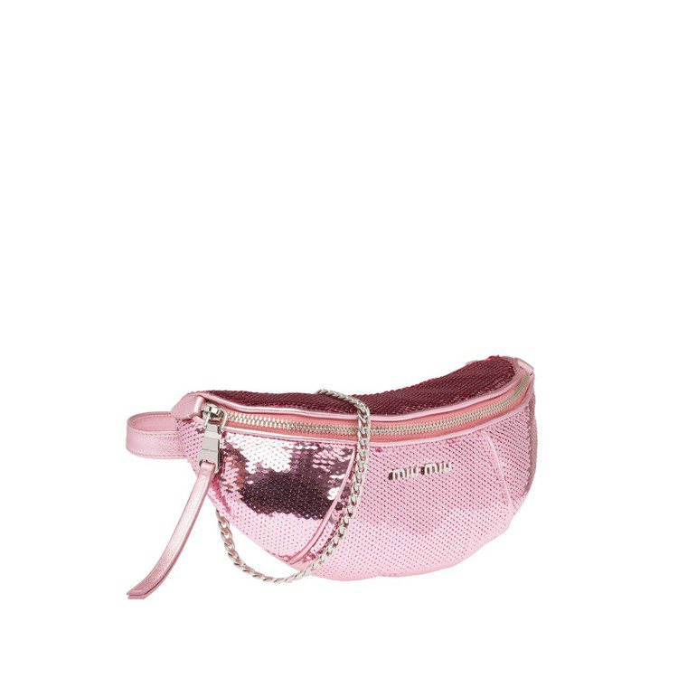 粉色亮片腰包，37,000元。圖／MIU MIU提供