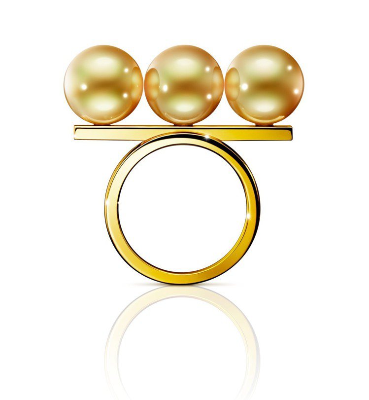 TASAKI balance noble 南洋黃金珠黃K金戒指，26萬2,000元。圖／TASAKI提供