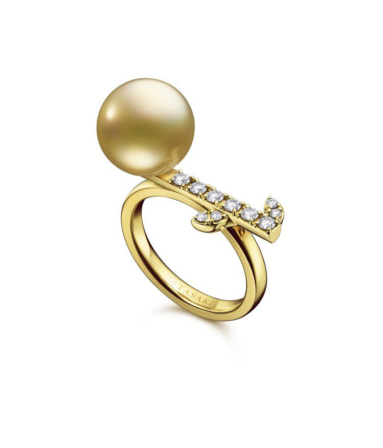 TASAKI kugel 南洋珍珠鑽石黃金戒指，16萬8,000元。圖／TASAKI提供
