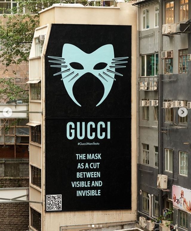 香港Gucci Art Wall換上Gucci Manifesto系列主題。圖／摘自IG
