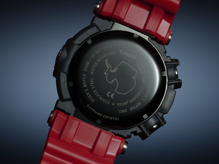 FROGMAN系列限量紀念GWF-D1000ARR腕表，底蓋鐫刻了南極洲圖樣。圖／Casio提供