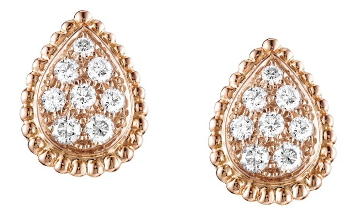 Boucheron，Serpent Bohème系列耳環，玫瑰金，鑲嵌16顆圓鑽約0.66克拉，21萬3,000元。圖╱Boucheron提供。