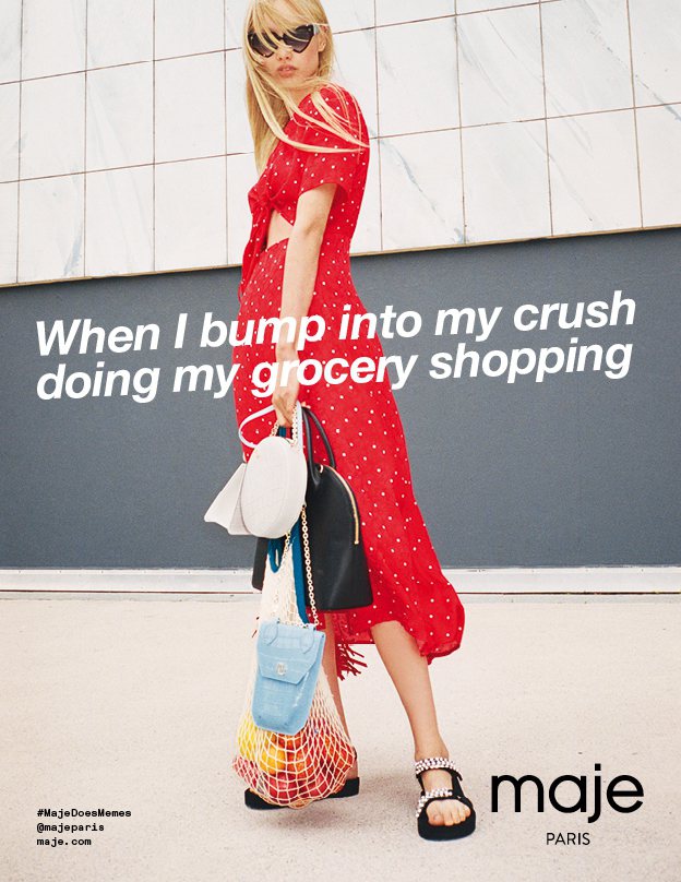 maje春夏系列與擅長操作媒因的Vogue Turfu合作，讓形象廣告變得更幽默直接。圖／maje提供