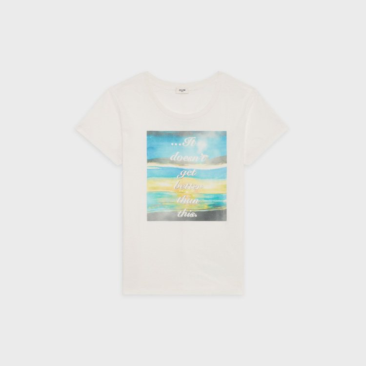 CELINE跨界合作藝術家David Kramer標語口號T恤，售價15,500元。圖／CELINE BY HEDI SLIMANE提供